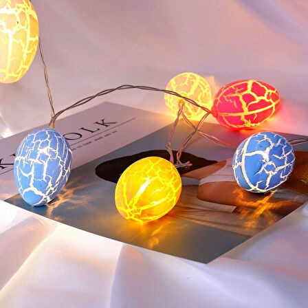 10&apos;lu Renkli Yumurta Şeklinde Dekoratif Dolama Led Aydınlatma  GO50609089850