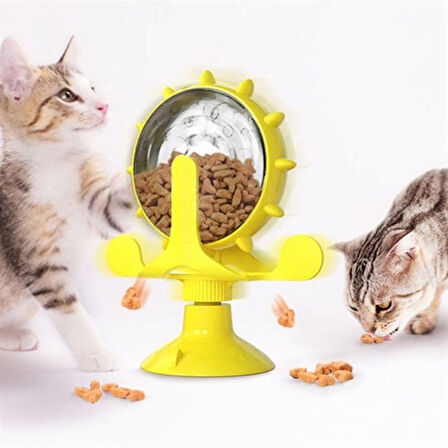 Vantuzlu Zilli İnteraktif Dönebilen Mama Kaplı Renkli Eğlenceli Eğitici Kedi Oyuncağı  GO50602847010