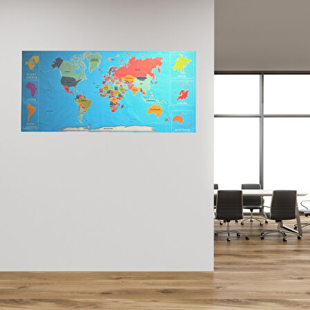 Renkli Atlas Dünya Haritası Manyetik Yapıştırıcı Gerektirmeyen Duvar Stickerı 118 CM * 56 CM  GO50602829840