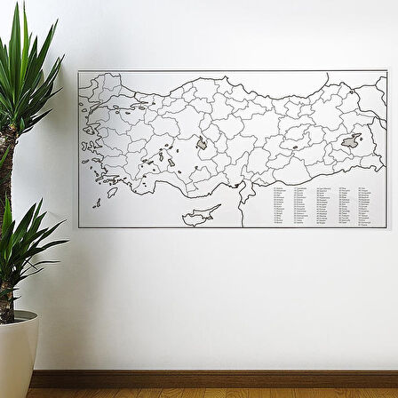 Yazılabilir Türkiye Haritası Manyetik Duvar Stickerı 110 x 56 cm  GO50604913850