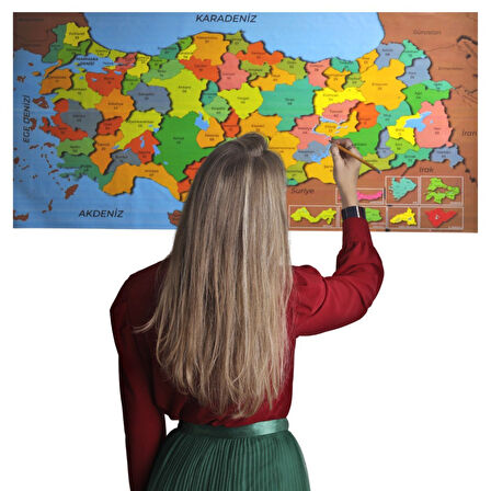 Renkli Türkiye Haritası Manyetik Yapıştırıcı Gerektirmeyen Duvar Stickerı 118 CM * 56 CM  GO50602837740