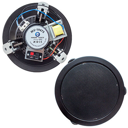 MAGICVOICE MV-19475 13CM 3/6W ALÇIPAN HOPARLÖR SİYAH (METAL KASA) TRAFOLU  GO50602594680