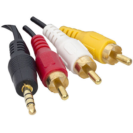UYDU ALICISI AV KABLO 3.5 MM ST E / 3 RCA KABLO 1.2 METRE UZUN JACK ELEKTROMER  GO50601336960