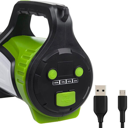 ŞARJLI LEDLİ UZUN MENZİLLİ KAMP TİPİ ÇOK FONKSİYONLU IŞILDAK FENER JS-881B  GO50601898740