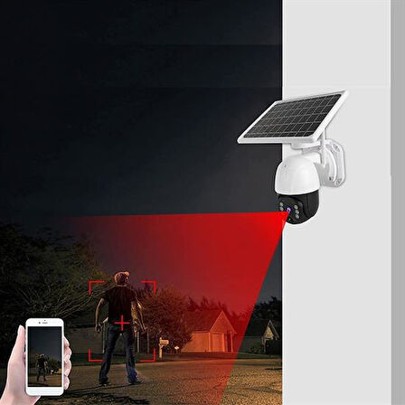 Solar Panelli Su Geçirmez Gece Görüş Destekli Wifi Bağlantılı Güvenlik Kamerası  GO50602729310