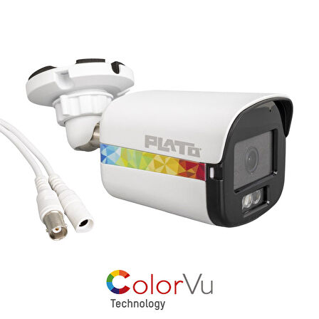 PLATO PL-22995 5MP COLOR VU MİKROFONLU 2.8 MM 3 ATOM LED METAL KASA AHD BULLET KAMERA  GO50604389400