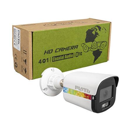 PLATO PL-22995 5MP COLOR VU MİKROFONLU 2.8 MM 3 ATOM LED METAL KASA AHD BULLET KAMERA  GO50604389400