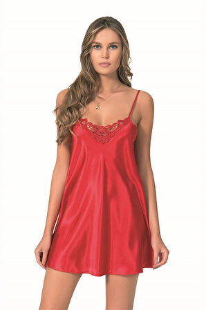 Arias Closet Kırmızı Kısa Saten Gecelik OZN-12886