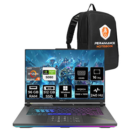 ASUS Rog Strix G16 R9 8940HX 96GB 512GB SSD RTX5060/8GB 240Hz 16" WQXGA W11H Gaming Laptop G614PM