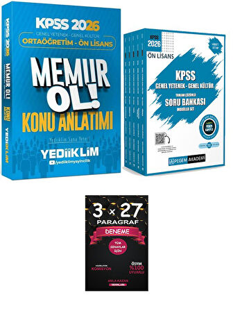 Yediiklim+Pegem 2026 KPSS Lise Ortaöğretim Ön Lisans MEMUR OL Konu+Soru Set