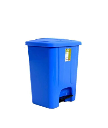 Omnipazar SY-4255 40 lt Köşeli Pedallı Plastik Çöp Kovası (İç Kovasız) Mavi
