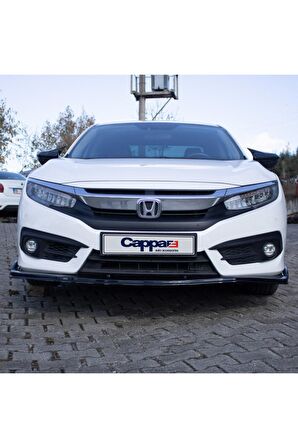 Honda Civic 10 Ön Tampon Lip Eki Karlık Akrilik (Abs) Piano Black 2016 Ve Sonrası