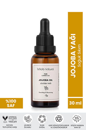 Bade Natural Jojoba Yağı Soğuk Sıkım %100 Saf 30 ml