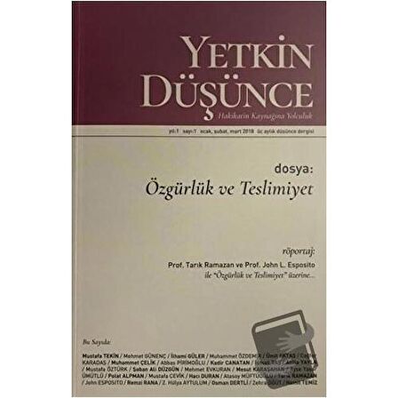 Yıl: 1 Sayı: 1 Ocak, Şubat, Mart 2018