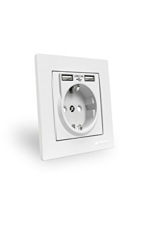 Mutlusan Rita Beyaz 2,4 A 2 USB li Topraklı Priz