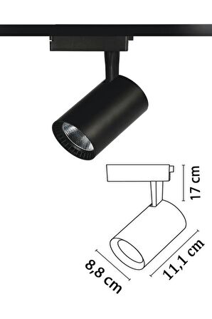 Zmr 30W Led Ray Spot Beyaz 6500K Siyah Kasa Mağaza Vitrin Armatür