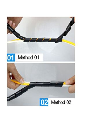 Şahnet Sprialli Siyah Kablo Toplayıcı Bilgisayar Kablo Tutucu 16 mm (10 Adet)