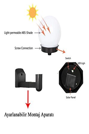 Şahnet Solar Bahçe Lambası Beyaz - Güneş Enerjili Duvar Armatür (3 Adet)