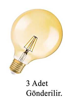 Osram Vintage 6,5W (55W) Dim Glop Rustik Ampul - Sarı (3 Adet) Işığı Kısılabilir Dekoratif Lamba