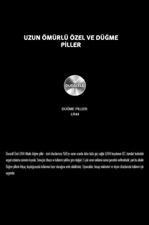 Duracell LR44 1,5V Alkalin Düğme Pil 4 Lü