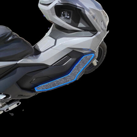 Motosiklet Aksesuar Koruyucu Paspas Falcon C Max 155 Uyumlu Mavi Kenar Overlok