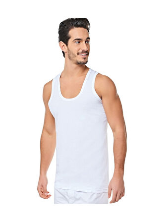Seher Yıldızı Askılı Pamuklu Penye Erkek Atlet 6 Adet Beyaz 2XL