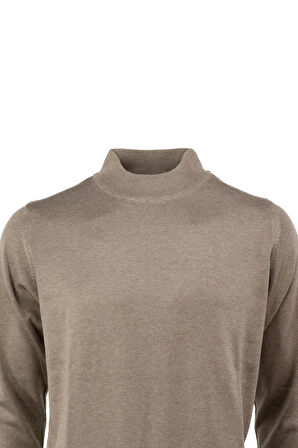 Oppland Erkek Uzun Kollu Yarım Balıkçı Yaka Klasik Model Rahat Kesim ince Yünlü Dokuma Kazak