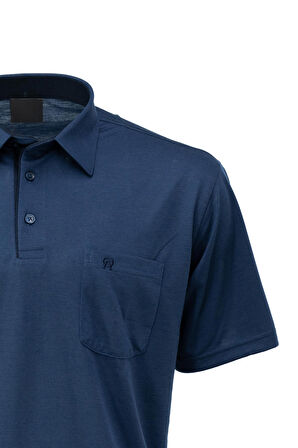 Oppland Erkek Cepli Kısa Kollu Düz Renk Normal Kesim Pamuklu Kumaş Gömlek Yaka T-Shirt
