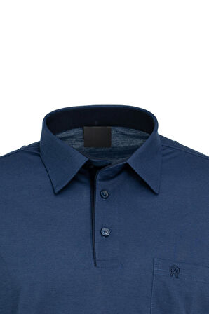 Oppland Erkek Cepli Kısa Kollu Düz Renk Normal Kesim Pamuklu Kumaş Gömlek Yaka T-Shirt