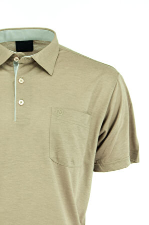 Oppland Erkek Cepli Kısa Kollu Düz Renk Normal Kesim Pamuklu Kumaş Gömlek Yaka T-Shirt