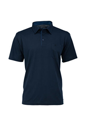 Oppland Erkek Cepli Kısa Kollu Düz Renk Normal Kesim Pamuklu Kumaş Gömlek Yaka T-Shirt
