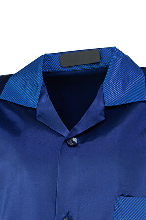 Oppland Erkek Şık Klasik Model Pijama Takımı Premium Saten Kumaş Kristal Model Cepli Tam Kalıp