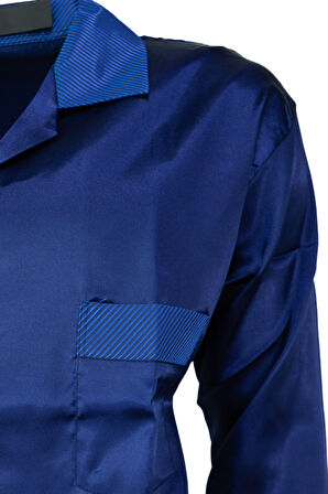 Oppland Erkek Şık Klasik Model Pijama Takımı Premium Saten Kumaş Kristal Model Cepli Tam Kalıp