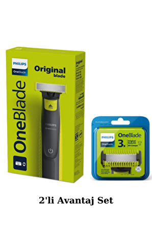 Qp2724/10 Oneblade Yüz Ve Vücut Şekilendirici Qp630/51 3'lü Yedek Bıçak Avantaj Set