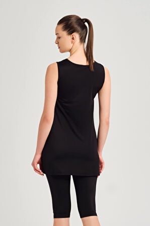 Haşema Siyah Askılı 3 Parça Yarı Kapalı Mayo Takımı 6024