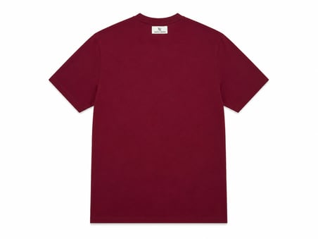Erkek Oversize Kalın Dokulu %100 Organik Pamuk Bisiklet Ribana Yakalı Bordo T-Shirt