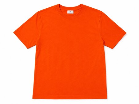Erkek Oversize Kalın Dokulu %100 Organik Pamuk Bisiklet Ribana Yakalı Turuncu T-Shirt