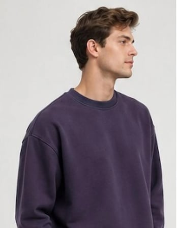 Vasto Moda Erkek Oversize Kalın Dokulu 3 İplik Şardonsuz Ribanalı Bisiklet Yakalı Basic  Sweatshirt