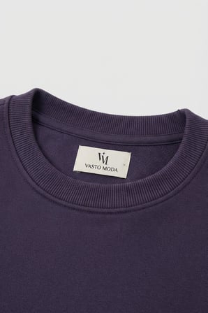 Vasto Moda Erkek Oversize Kalın Dokulu 3 İplik Şardonsuz Ribanalı Bisiklet Yakalı Basic  Sweatshirt