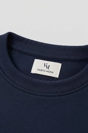 Vasto Moda Erkek Oversize Kalın Dokulu 3 İplik Şardonsuz Ribanalı Bisiklet Yakalı Basic  Sweatshirt