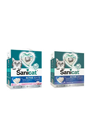 Sanicat Active White Kokusuz + Lotus Flower Karma Topkalanan Kedi Kumu 6 Lt. X 2 Adet