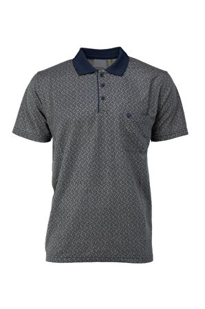 Oppland Erkek Polo Yaka Şık Desenli Cepli Kısa Kollu Rahat Tam Kalıp Premium Pamuklu Kumaş T-Shirt