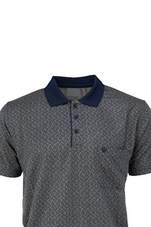 Oppland Erkek Polo Yaka Şık Desenli Cepli Kısa Kollu Rahat Tam Kalıp Premium Pamuklu Kumaş T-Shirt