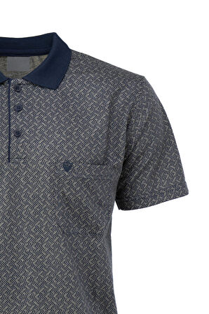 Oppland Erkek Polo Yaka Şık Desenli Cepli Kısa Kollu Rahat Tam Kalıp Premium Pamuklu Kumaş T-Shirt