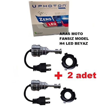 2 Adet Photon H4 12-24 V Xenon Led Ampül Zero Fansız Model (Sessiz) Beyaz Headlight - ARASMOTO