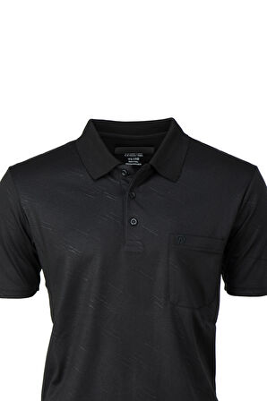 Oppland Erkek Pamuklu Merserize Kumaş T-Shirt Düğmeli Polo Yaka Cepli Kısa Kol Şık Desenli Tam Kalıp
