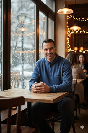 Oppland Erkek Kışlık Kazak Polo Yaka Oxford Fleto Cepli Dokulu Rahat Kesim Tam Kalıp