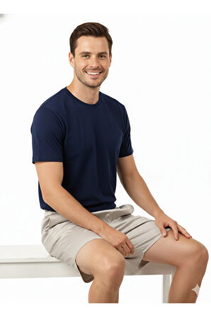 Oppland Erkek Saten Kumaş Şort Düz Renk Beli Lastikli Cepsiz Rahat Kesim Hafif Kumaş