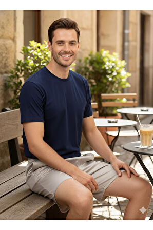 Oppland Erkek Saten Kumaş Şort Düz Renk Beli Lastikli Cepsiz Rahat Kesim Hafif Kumaş