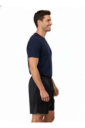 Oppland Erkek Saten Kumaş Şort Düz Renk Beli Lastikli Cepsiz Rahat Kesim Hafif Kumaş